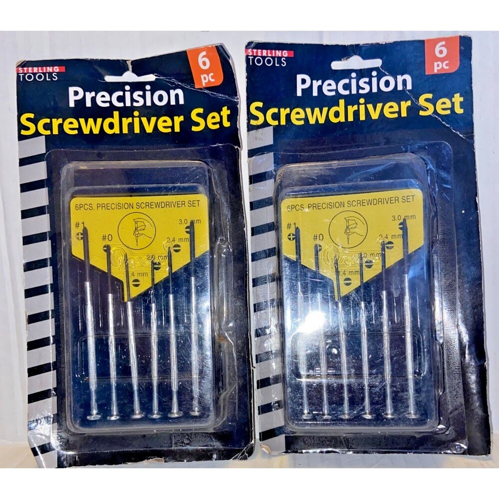 LOT of 2 Precision Screwdriver Set 6pc Micro Jeweler Watches Slotted Repair NEW!